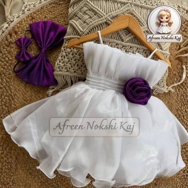 Beautiful White and Purple Flower Dress