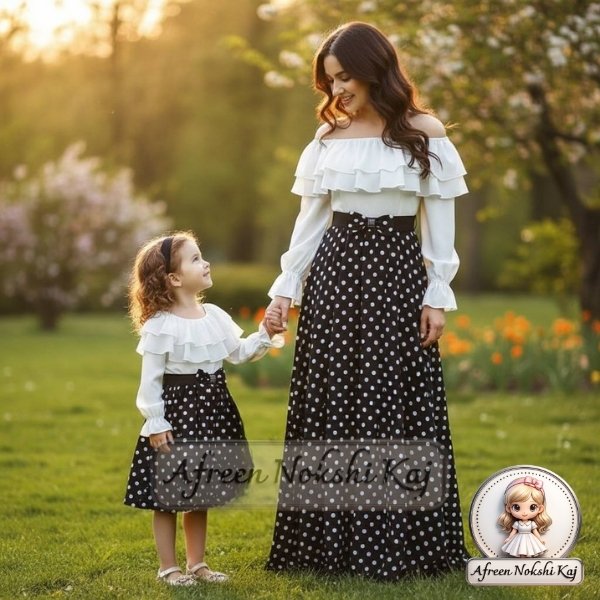 Beautiful White Polka-Dot Frock