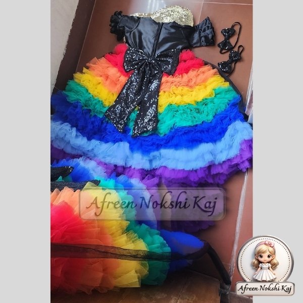 Stylish Rainbow Party Dress