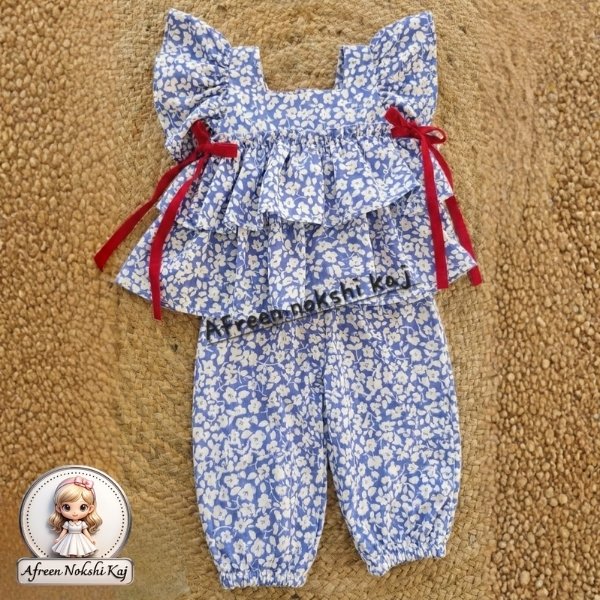 Elegant Blue Floral Frock