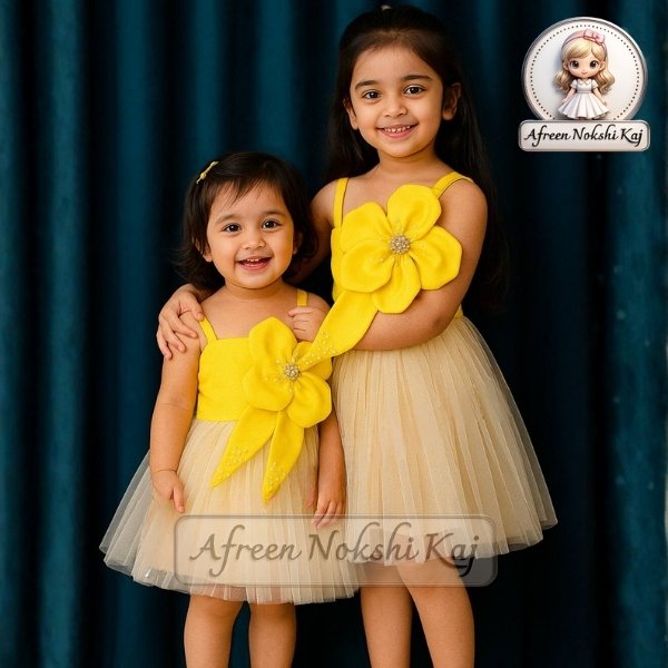 Sophisticated Yellow Floral Party Dress