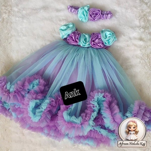 Stylish Purple Blue Net Party Dress